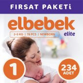 ELBEBEK ELİTE BEBEK BEZİ 1 NUMARA YENİDOĞAN 234 ADET - 1