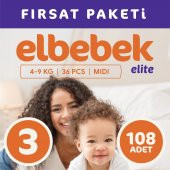 ELBEBEK ELİTE BEBEK BEZİ 3 NUMARA MİDİ 108 ADET - 1