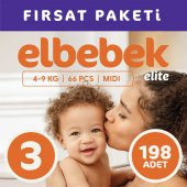 ELBEBEK ELİTE BEBEK BEZİ 3 NUMARA MİDİ 198 ADET - 1