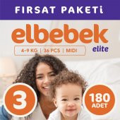 ELBEBEK ELİTE BEBEK BEZİ 3 NUMARA MİDİ 180 ADET - 1