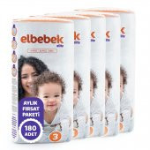 ELBEBEK ELİTE BEBEK BEZİ 3 NUMARA MİDİ 180 ADET - 2