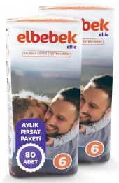 ELBEBEK ELİTE BEBEK BEZİ 6 NUMARA X LARGE 80 ADET - 2