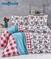 Toprak Ev Elegant %100 Pamuk Çiçekli & Ekoseli Çift Kişilik Nevresim Takımı - 10190 - 2