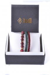 JTKB20057 DOĞAL TAŞ ve DERİ KOMBİN BİLEKLİK - 4
