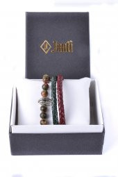 JTKB20056 DOĞAL TAŞ ve DERİ KOMBİN BİLEKLİK - 6