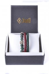 JTKB20059 DOĞAL TAŞ ve DERİ KOMBİN BİLEKLİK - 4