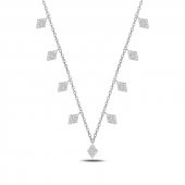 Gümüş 925 Ayar Zirkon Taşlı Sallantılı Kolye - 2