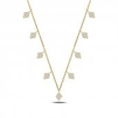 Gümüş 925 Ayar Zirkon Taşlı Sallantılı Kolye - 3