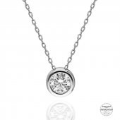Gümüş 925 Ayar 5,75mm Swarovski Zirconia Taşlı Tektaş Kolye - 1