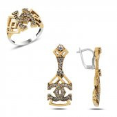 Gümüş 925 Ayar Zirkon Taşlı Otantik Set - 1