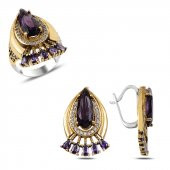 Gümüş 925 Ayar Zirkon Taşlı Otantik Set - 1