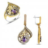 Gümüş 925 Ayar Zirkon Taşlı Otantik Set - 1