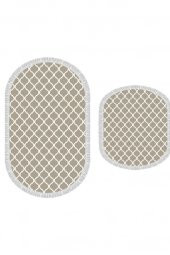 Oval Saçaklı 2li Banyo Paspas Takımı Kupa Cappucino - 5