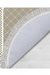 Oval Saçaklı 2li Banyo Paspas Takımı Dama Cappucino - 4