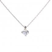 925 Ayar Gümüş 0,60 ct Pırlanta Görünümlü Tek Taş Kolye - 1