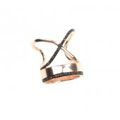 925 Ayar Gümüş XO Model Rose Renk Yüzük thumbnail 2