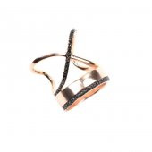 925 Ayar Gümüş XO Model Rose Renk Yüzük thumbnail 3