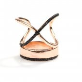 925 Ayar Gümüş XO Model Rose Renk Yüzük thumbnail 5