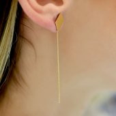 14 Ayar Altın Sallantılı Zincir Küpe thumbnail 1