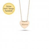 14 Ayar Rose Altın Plaka Kalp Kolye thumbnail 1