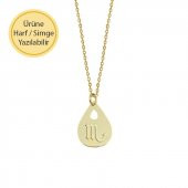 14 Ayar Altın Damla Plaka Kolye thumbnail 1