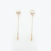 14 Ayar Altın Sallantılı Yonca Küpe thumbnail 1