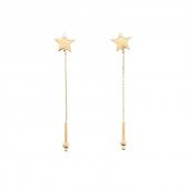 14 Ayar Altın Zincirli Yıldız Küpe thumbnail 4