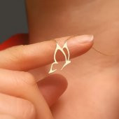 14 Ayar Altın Taşsız Kelebek Kolye thumbnail 2