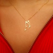 14 Ayar Altın Taşsız Kelebek Kolye thumbnail 3