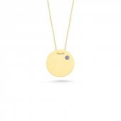 14 Ayar Altın Nazar Boncuklu Plaka Kolye thumbnail 2