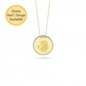 14 Ayar Altın Taşlı Plaka Kolye thumbnail 1