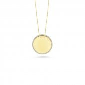 14 Ayar Altın Taşlı Plaka Kolye thumbnail 2