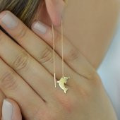 14 Ayar Altın Yunus Figürlü Küpe thumbnail 1