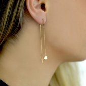 14k Kalp Figürlü Sallantılı Altın Küpe thumbnail 1