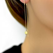 14k Kalp Figürlü Sallantılı Altın Küpe thumbnail 2