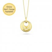 14 Ayar Altın İkili Plaka Halka Kolye thumbnail 1