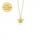 14 Ayar Altın Çınar Yaprağı Kolye thumbnail 1