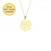 14 Ayar Altın Dört Yapraklı Yonca Kolye thumbnail 1