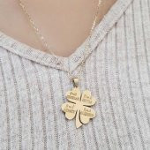 14 Ayar Altın Dört Yapraklı Yonca Kolye thumbnail 2