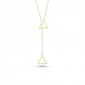 14 Ayar Altın Üçgen Asansör Kolye thumbnail 1