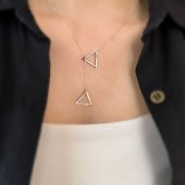 14 Ayar Altın Üçgen Asansör Kolye thumbnail 2