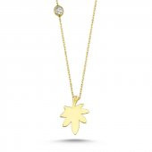 14 Ayar Altın Taşlı Yaprak Kolye thumbnail 2