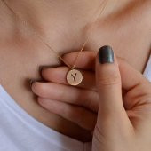 14 Ayar Altın Plaka Harf Kolye thumbnail 2