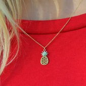 14k Sarı Altın Ananas Kolye thumbnail 1