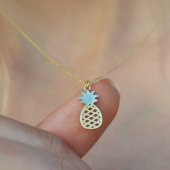 14k Sarı Altın Ananas Kolye thumbnail 2