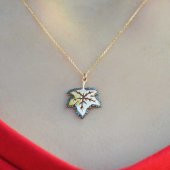 14k Sarı Altın Yaprak Kolye thumbnail 2