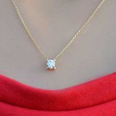 14k Sarı Altın Tektaş Kolye thumbnail 1