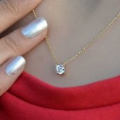 14k Sarı Altın Tektaş Kolye thumbnail 2