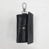 Siyah Renk-Çıtçıtlı Anahtarlık Deri Anahtarlık - 2