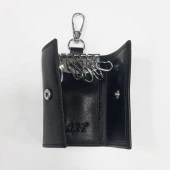 Siyah Renk-Çıtçıtlı Anahtarlık Deri Anahtarlık - 6